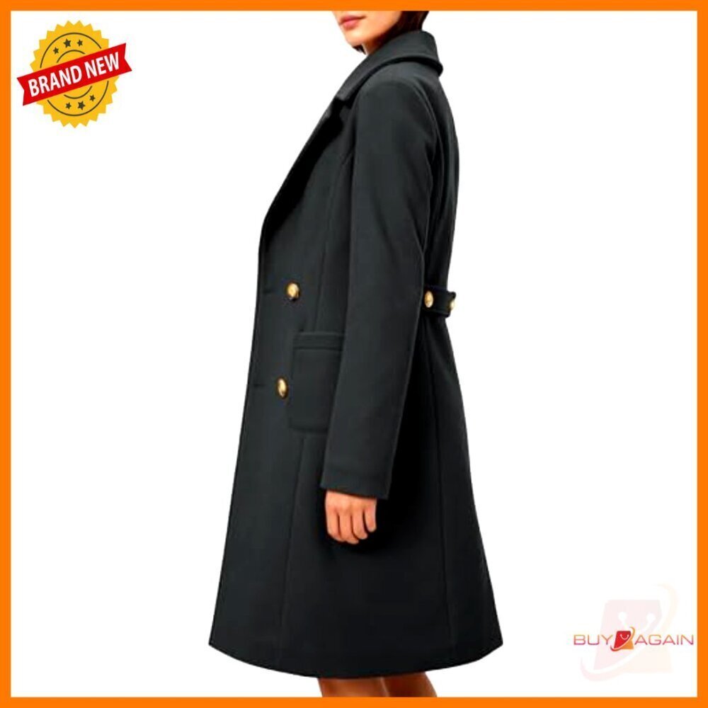 Classic Double-Breasted Trench Coat Elegant Minimal Chic Winter Overcoat - Picture 3 of 7